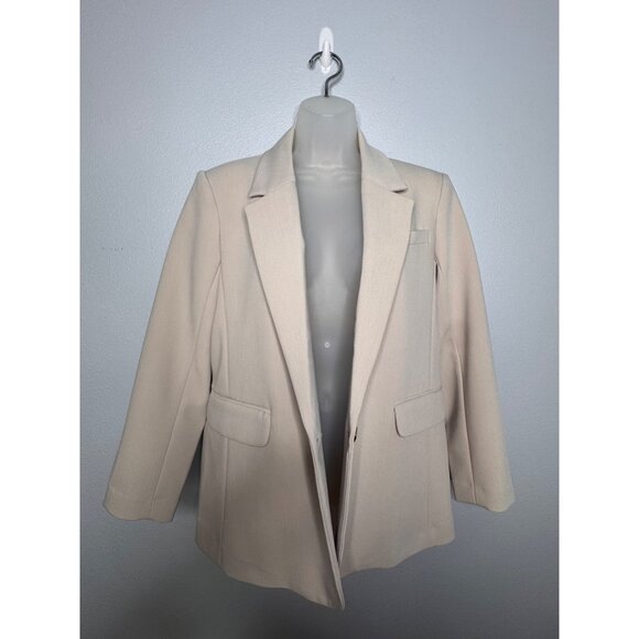 NWT Abercrombie&Fitch Classic Suiting Blazer Jacket Ash/Tan Woman’s SZ M Career - Picture 6 of 12
